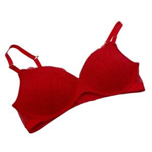 Lively cherry red the lace no wire push up bra